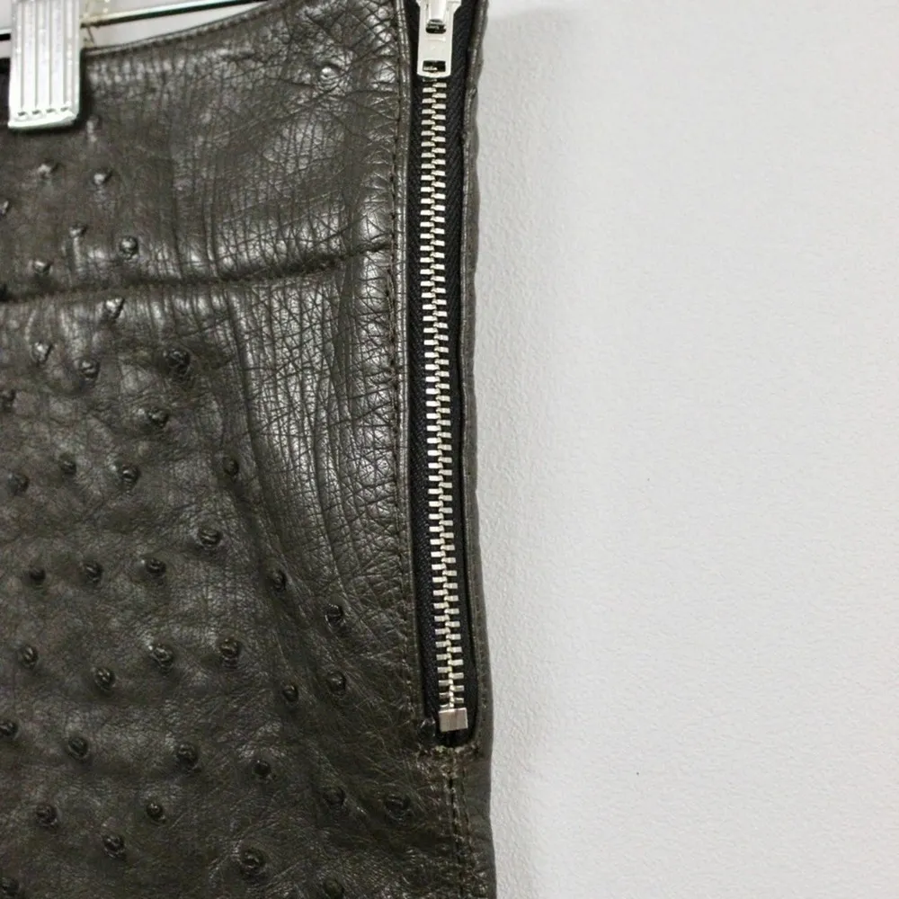 VTG Retro 80s FENDI OSTRICH Leather HIP HUGGER Pencil SKIRT IT SZ 42- US 6 - Image 5