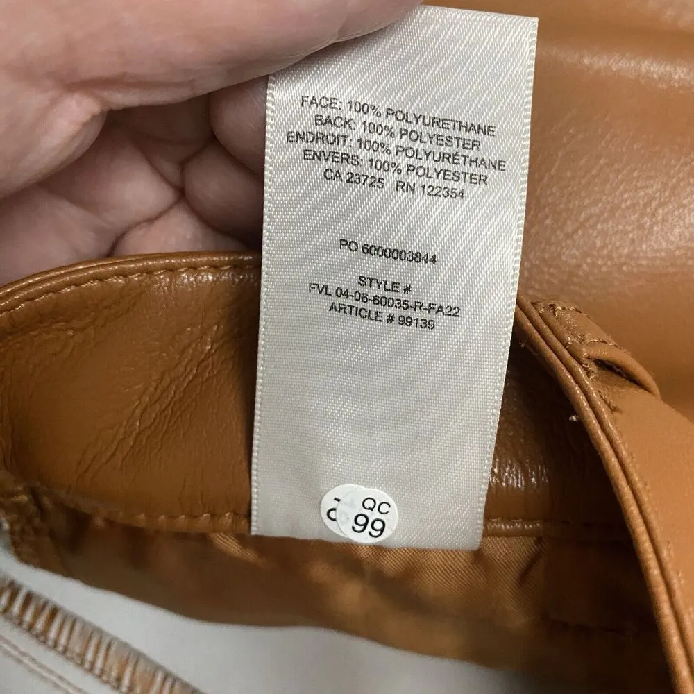 Aritzia Wilfred Women Sz 2 Melina High Waisted Vegan Leather Pant Constant Camel - Image 9