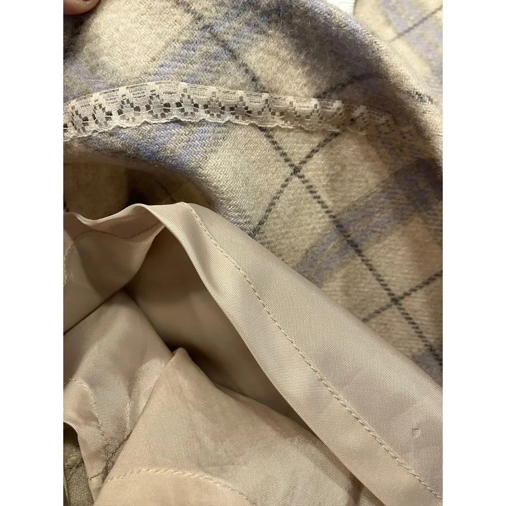 Willi Smith Petite Wool Dress Plaid Sleeveless Beige Purple‎ 10P Career Italy - Image 11