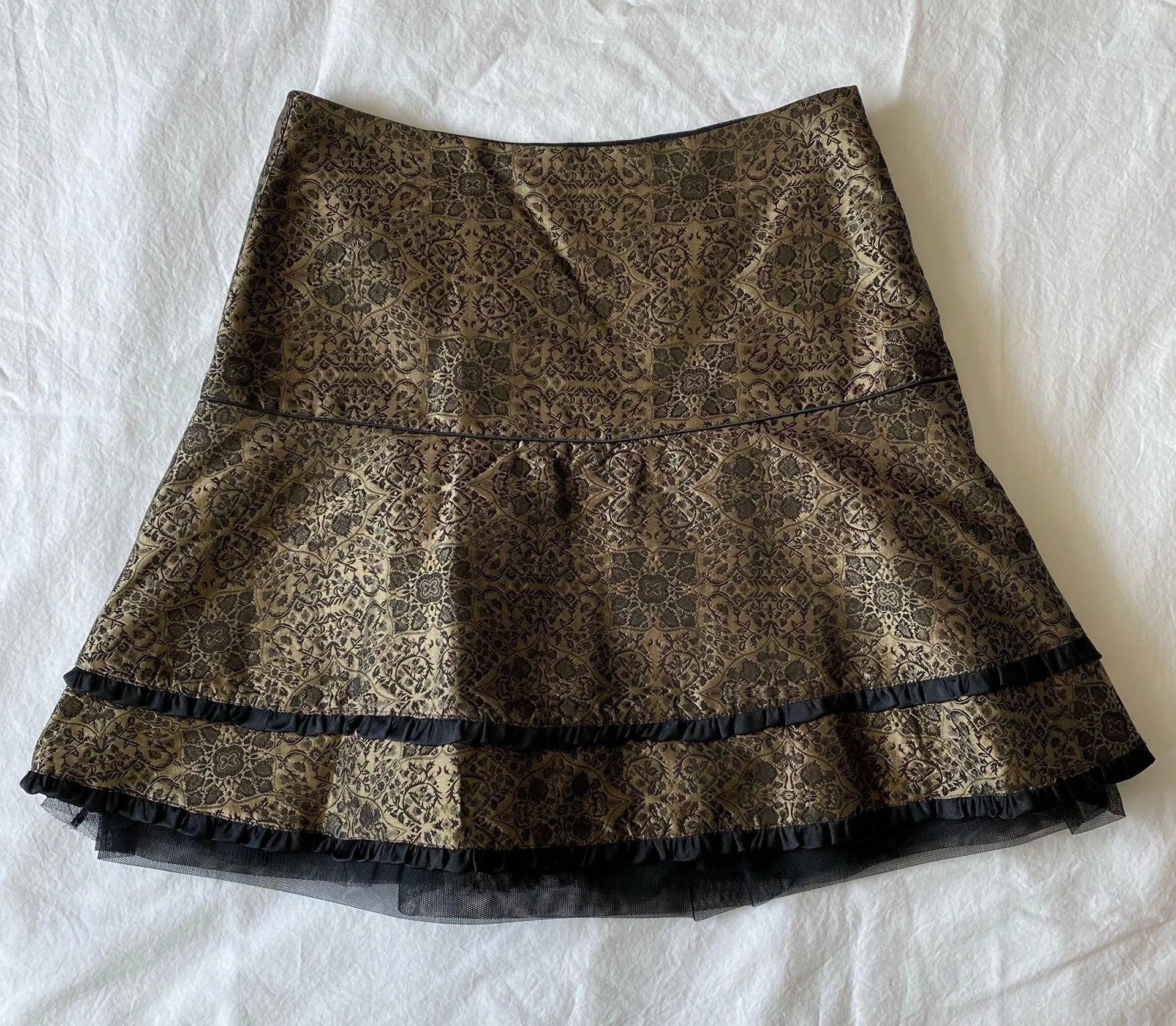 Talbots Gold Brown Patterned Peplum Skirt - Image 2