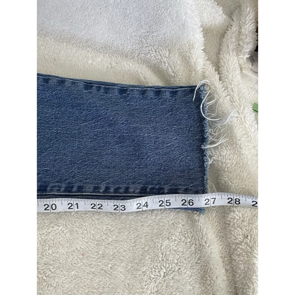 Good American Womens Good Classic High Rise Jeans Raw Hem Size 4 Waist 27 - Image 9