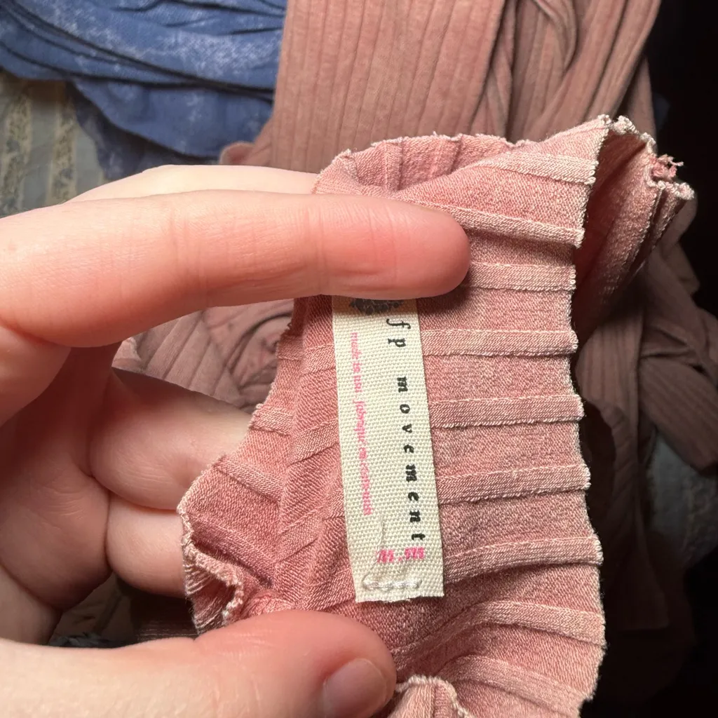 FP Movement by Free People Pink Ribbed Bodysuit Size M - Image 2