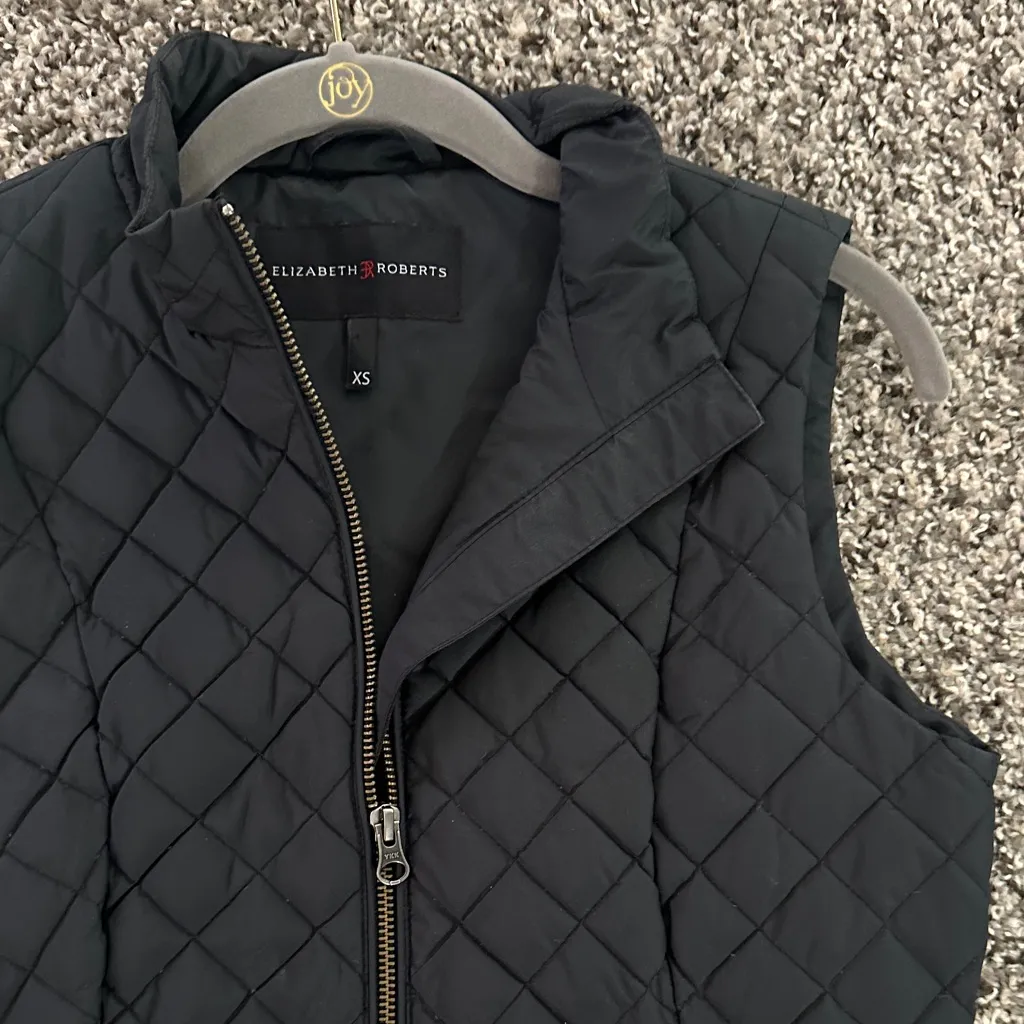 Elizabeth Roberts Long Quilted Vest with Belt Blue Size XS - Image 2