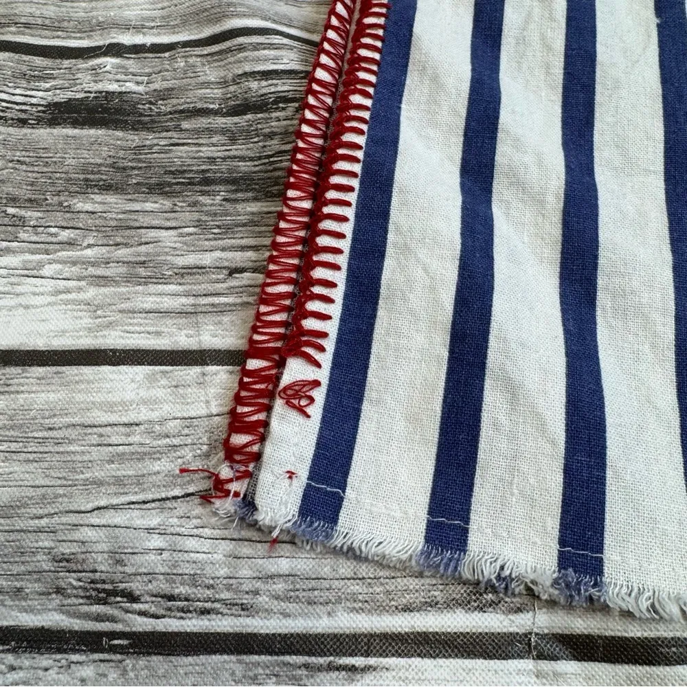 Indigo Rein Women's Wide Leg Crop Beach Pants Stripe White Blue Red M Med Medium - Image 8