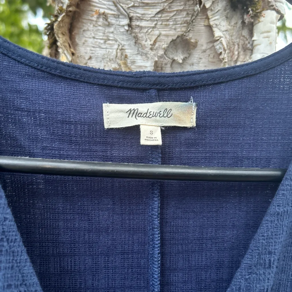 Madewell Women’s Blue dress short sleeve faux wrap mini size small - Image 5