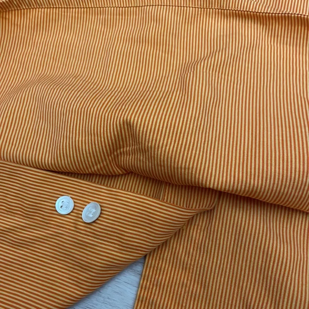 2 Tone Orange Striped Long Sleeve Button Down Women's Shirt Large - Image 6