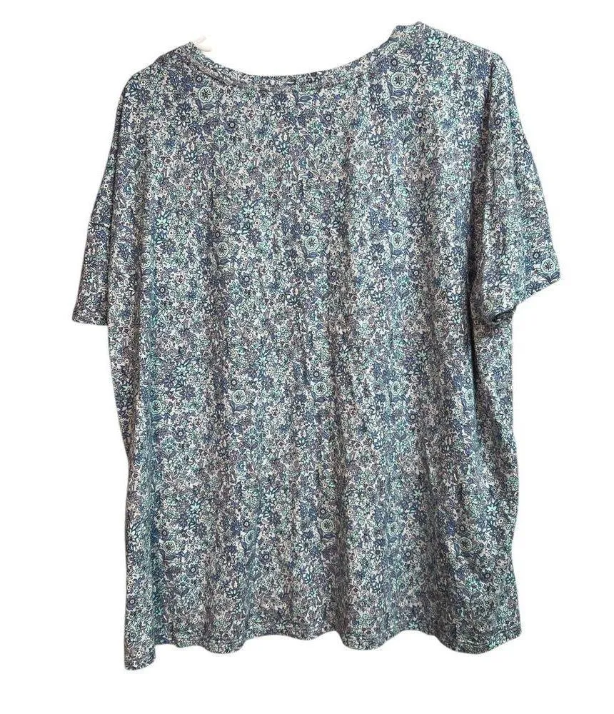 J.Jill Sleep Ultra Soft Relaxed Tee Cotton Modal Women's Top XL Floral - Image 7