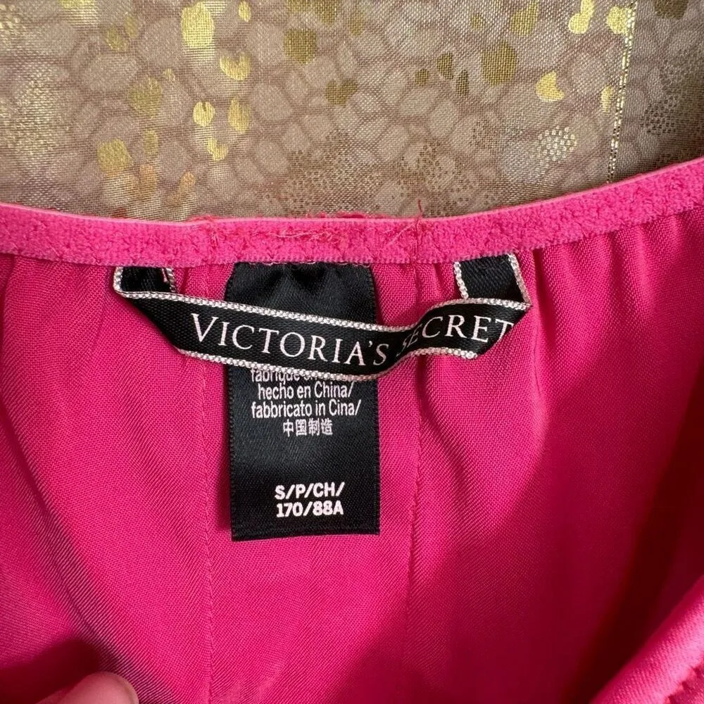 Victorias Secret Hot Pink Satin Silky Spaghetti Strap Bodysuit Small - Image 4