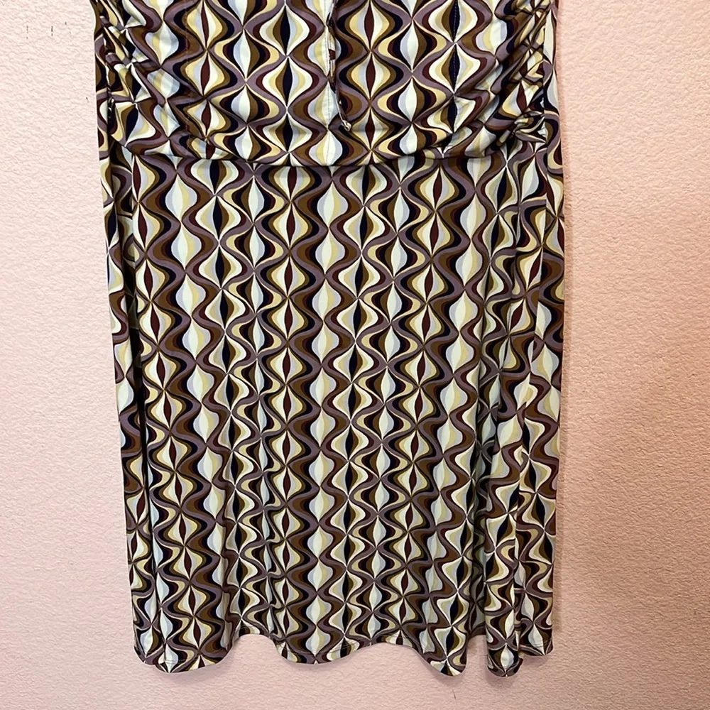 Axcess by Liz Claiborne 70s Style Mod Print Dress. Size S Tan - Image 3