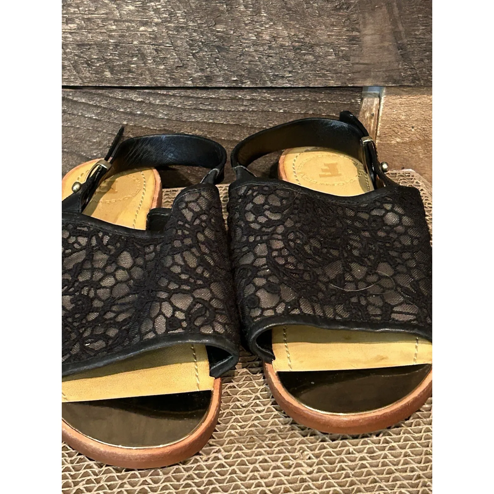 French Connection Women's Hadidjabin Black Lace Peep Sling Back‎ Sandal 6 - Image 5