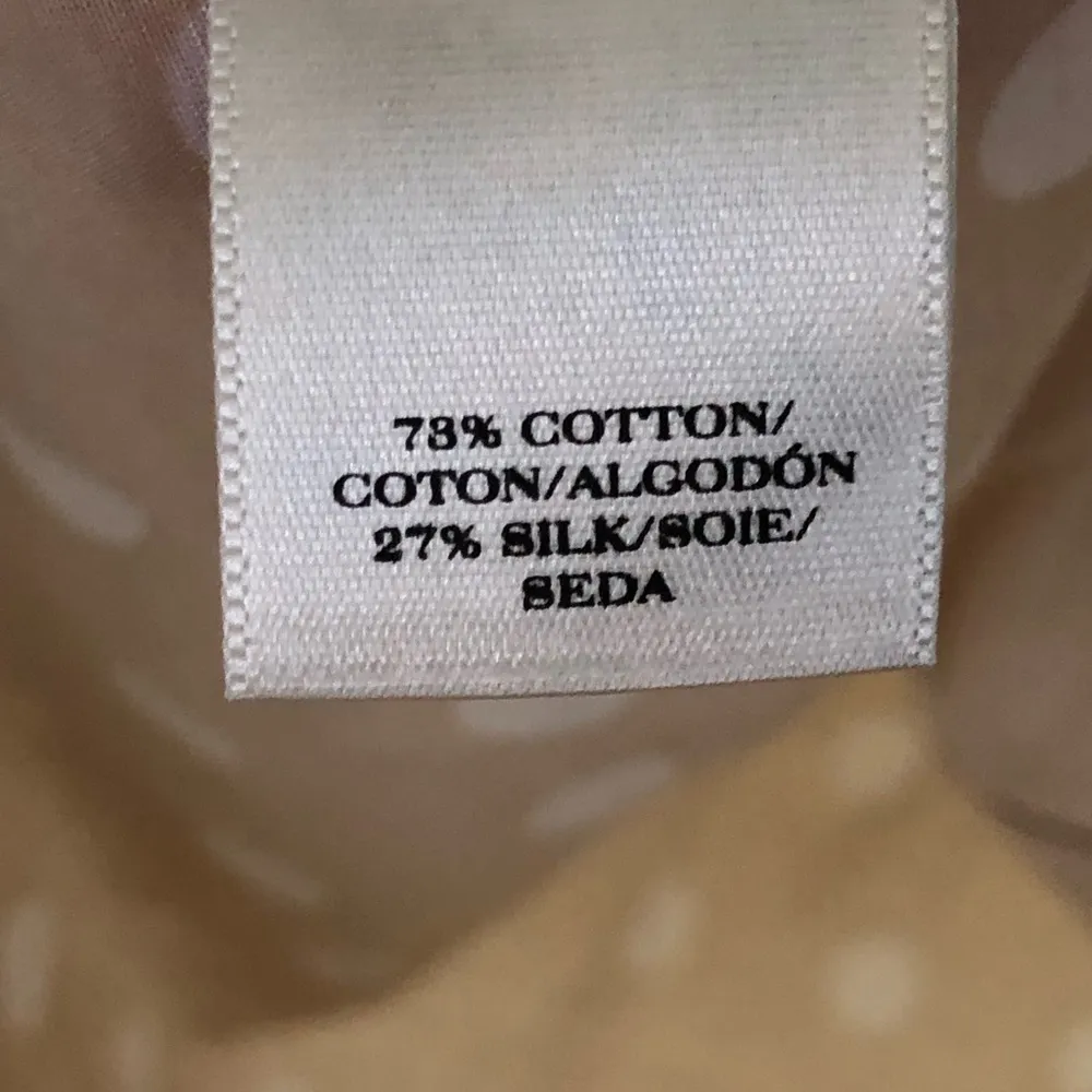 Ann Taylor Cotton/Silk Beige Polka Dot Long Sleeve Blouse S - Image 7