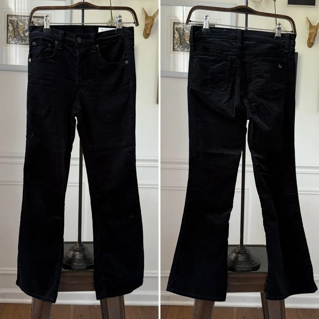 Rag & Bone 10" Crop Flare Black Velvet Pants $200 26 - Image 2