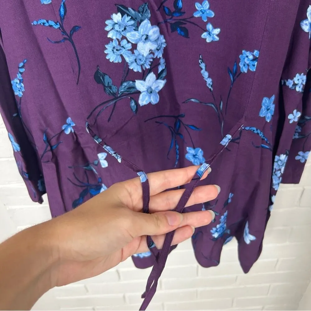 J.Jill  Dark Maroon Purple Floral Button Down Top Size L - Image 7
