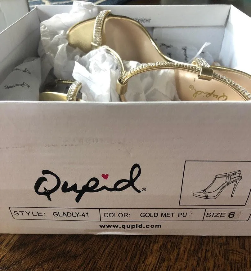 Gold Metallic Heels Size 6 - Image 7