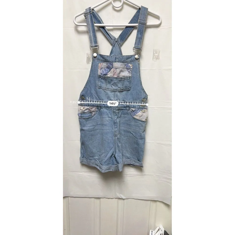 FOREVER 21 Shortalls Size Medium Floral‎ Denim Jean  Shorts M Women's BRH-C - Image 5
