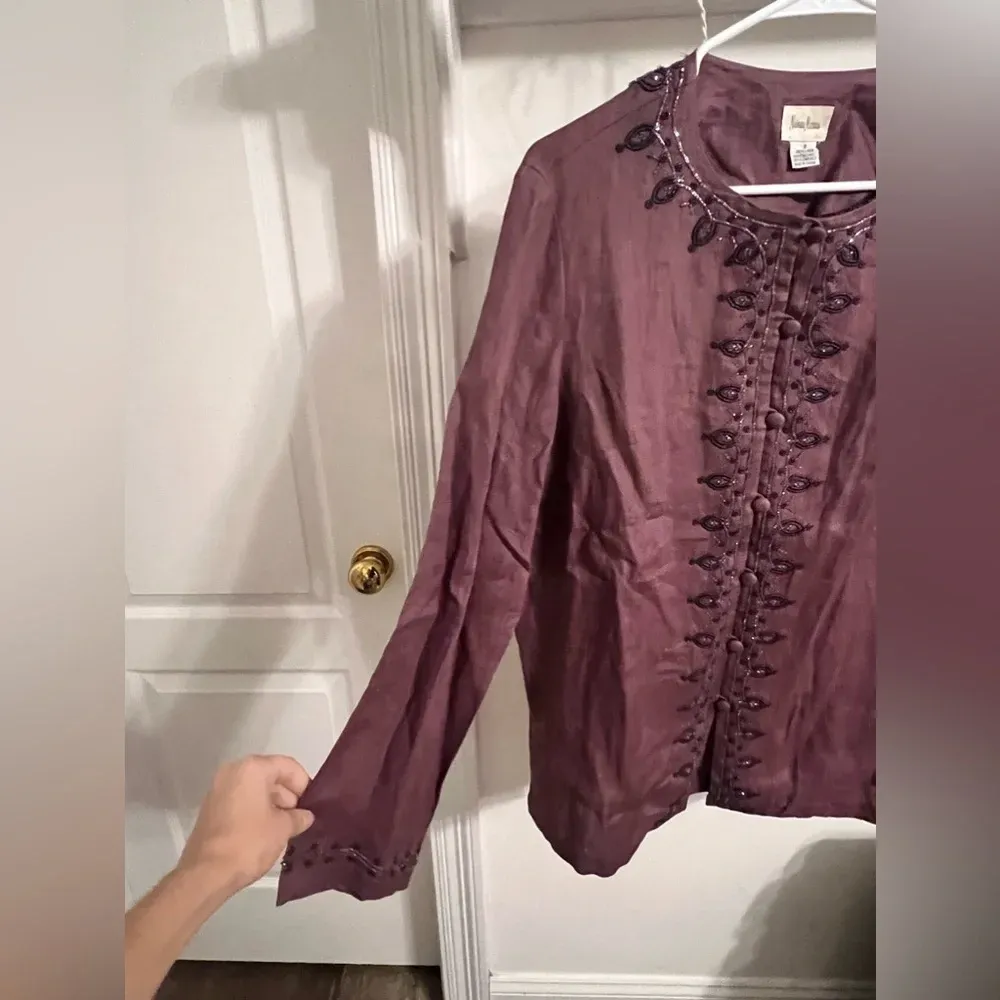 VENDOR ITEM : Vintage Neiman Marcus Mauve Beaded Blouse - Image 7