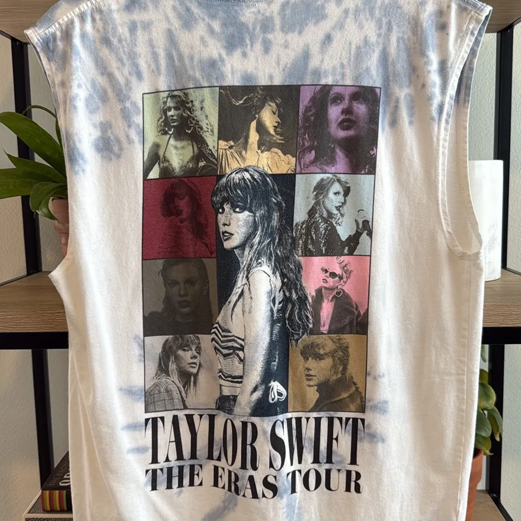 Official Taylor Swift Eras Tour Tie Dye Oversized Muscle Tee Tank Shirt, M - Image 5