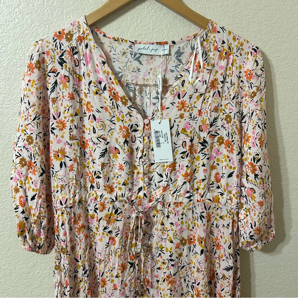 NWT Petal & Pup Kelda Dress in Beige Pink Floral Maxi Dress - Size Small - Image 3