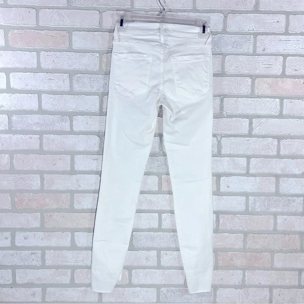Frame Denim Le Skinny de Jeanne Raw Stagger Hem Jeans in Blanc Size 24 - Image 8