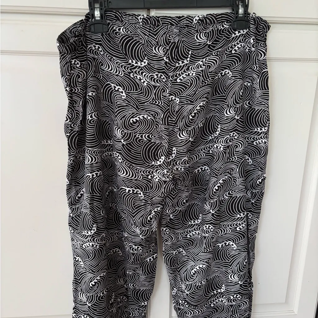 NWT Anna Ocean Tropical Elastic Waist Breezy Pants L‎ Black Size L - Image 6
