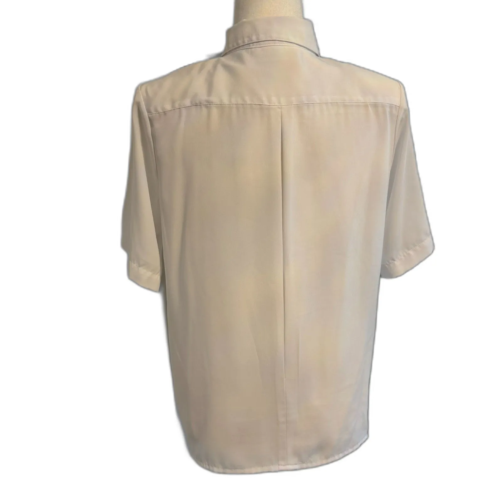 Yves St. Clair | Vintage White Blouse with Embroidery Silky Button Down Size 8 - Image 6