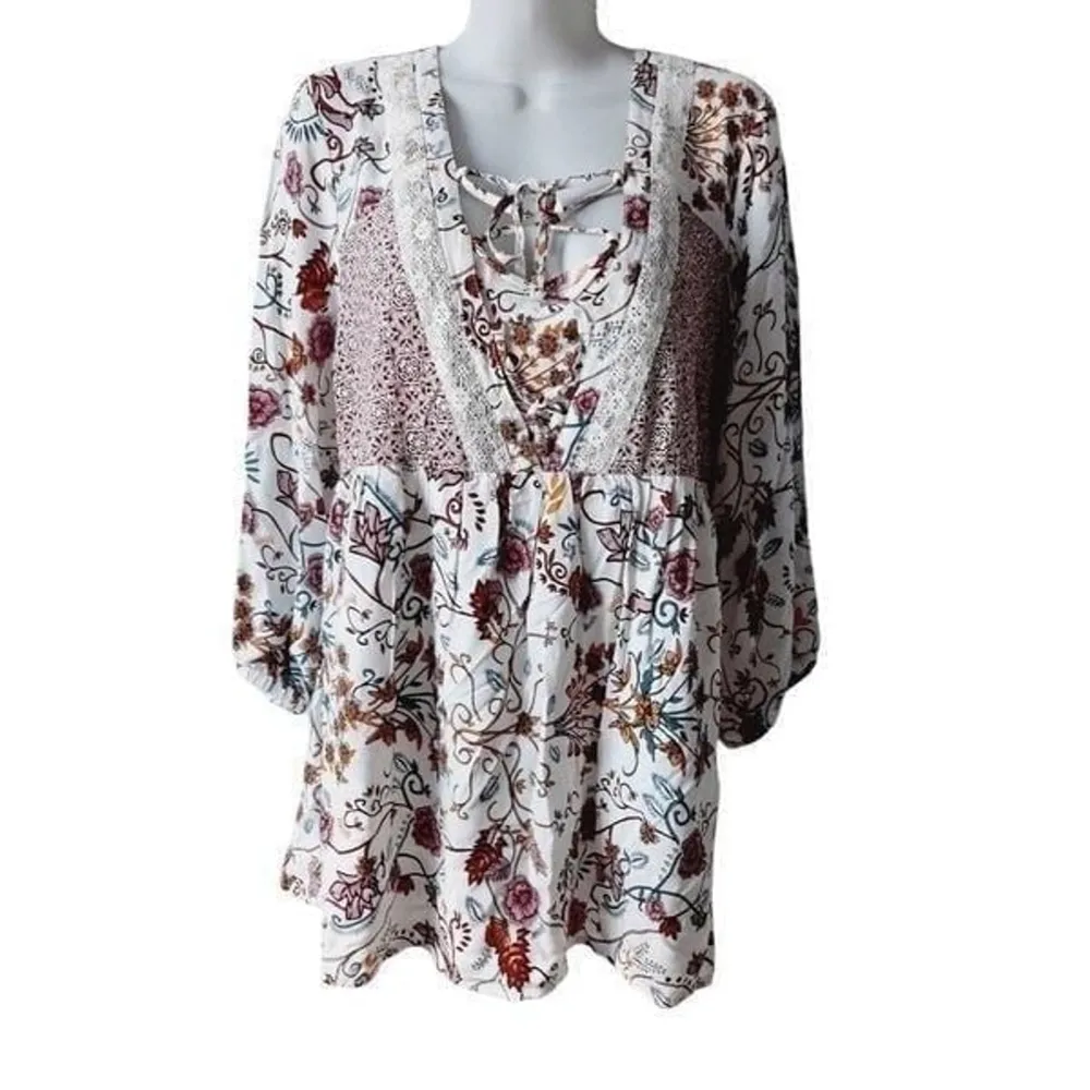 Absolutely Famous Boho Floral Blouse Small - Image 2