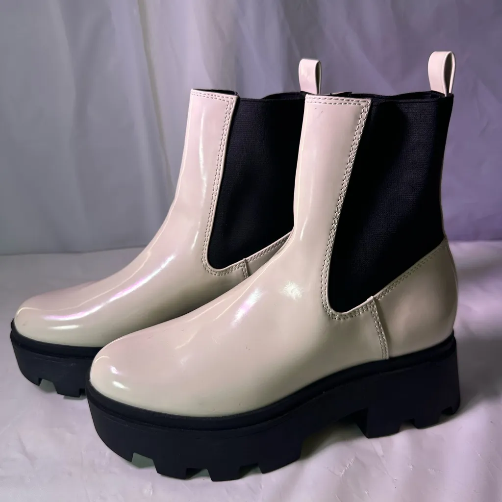 Open Edit Elegant Two-Tone Ankle Boots - Image 4