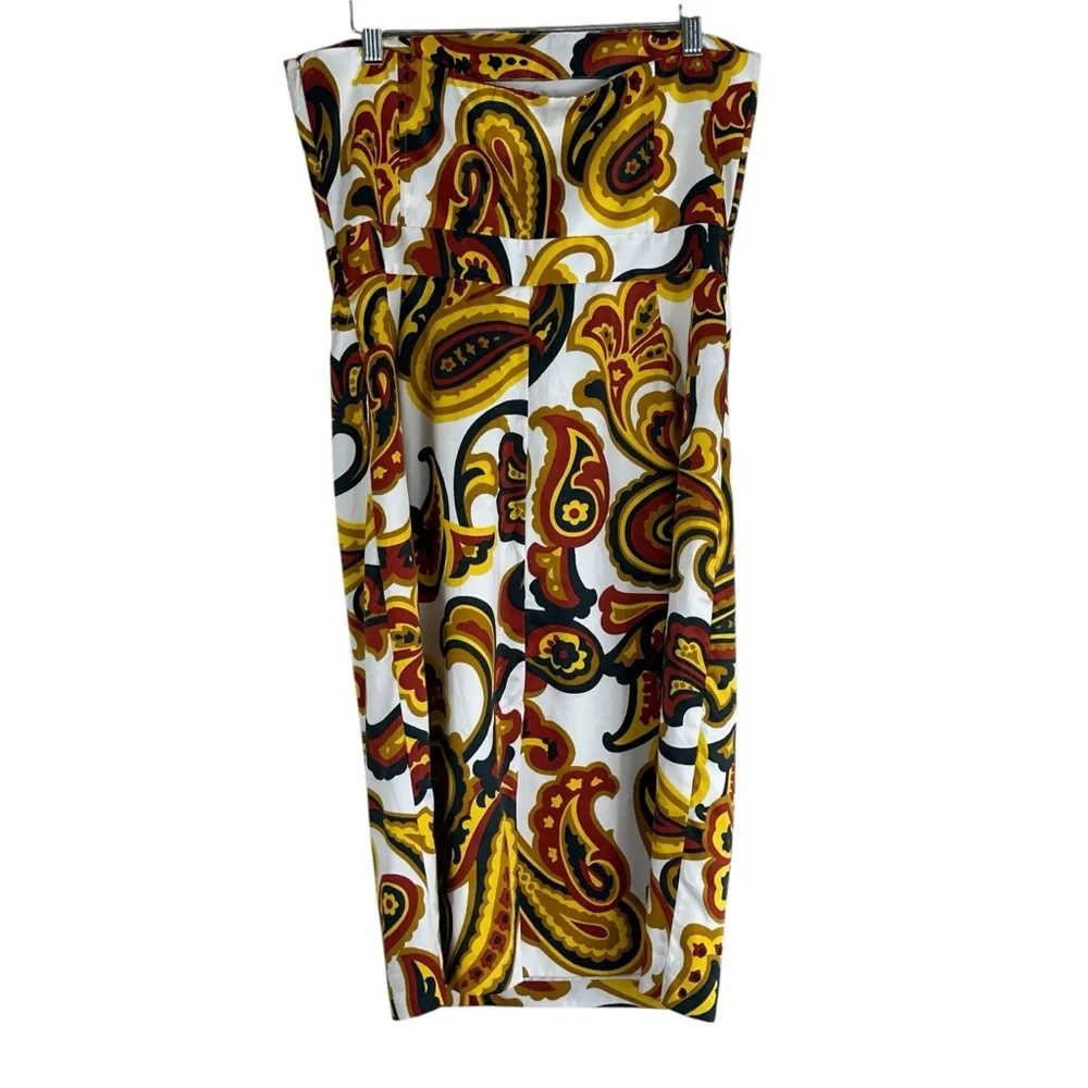 NWT Banana Republic Dress Womens 10 White Yellow Red Strapless Paisley Modest - Image 3