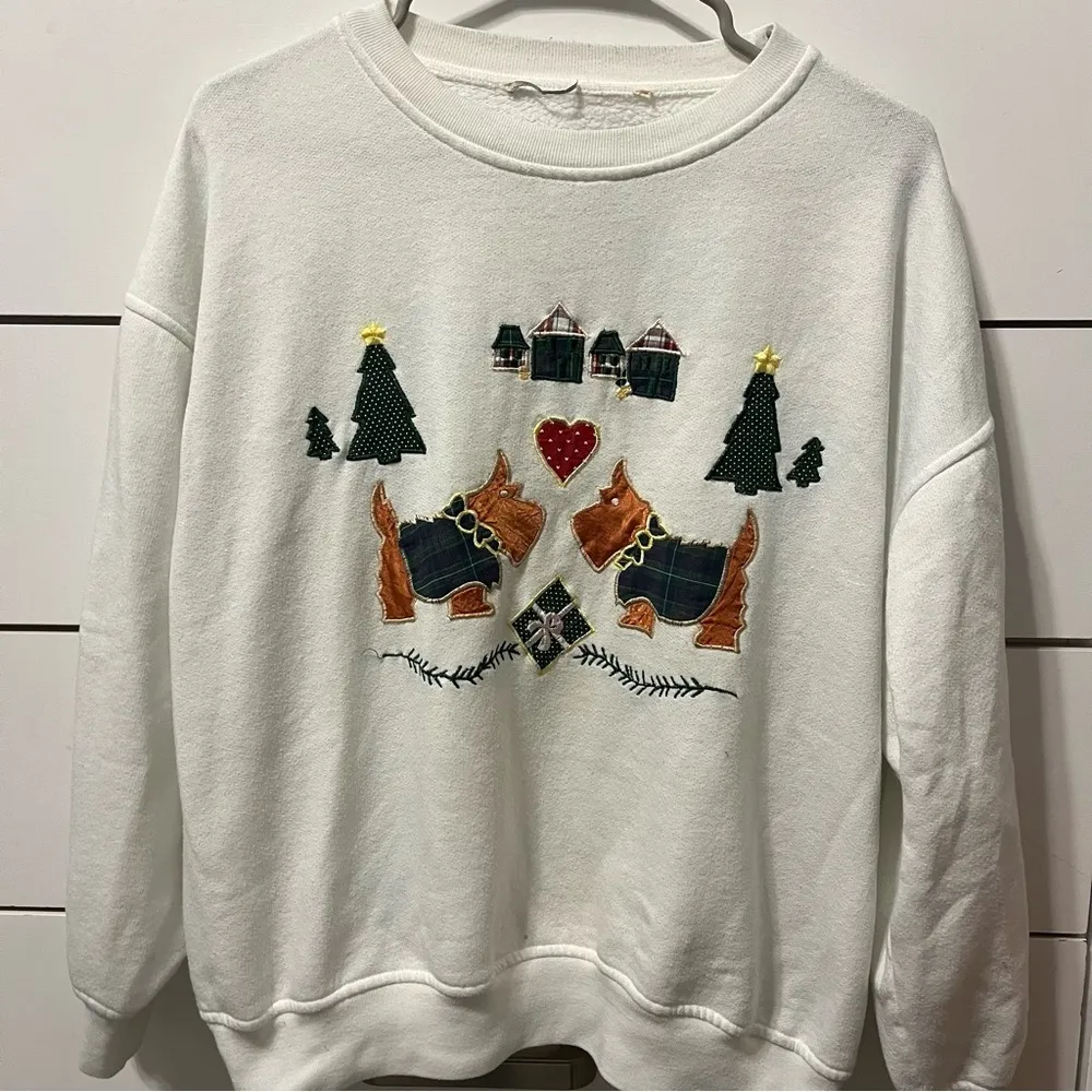 Vintage Christmas Terrior Embroidered Crewneck Size M - Image 2