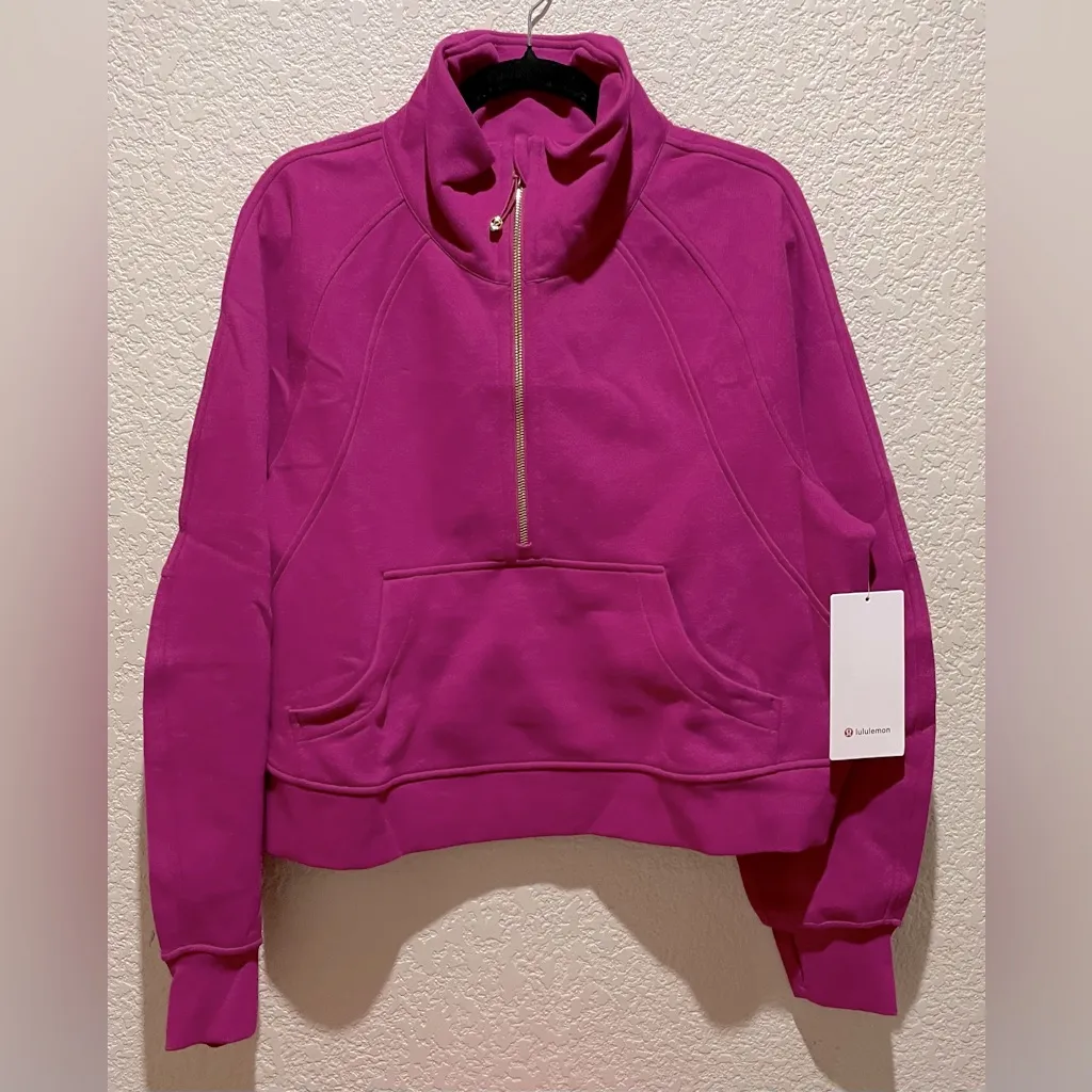 Lululemon NWT Scuba Oversized Funnel Neck Half Zip Ripened Raspberry Gold M L - Image 8