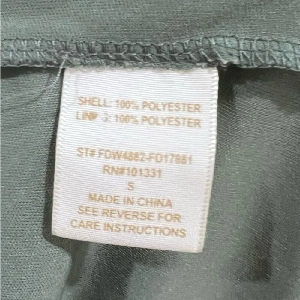 Olive green and purple print chiffon babydoll sundress size medium - Image 5