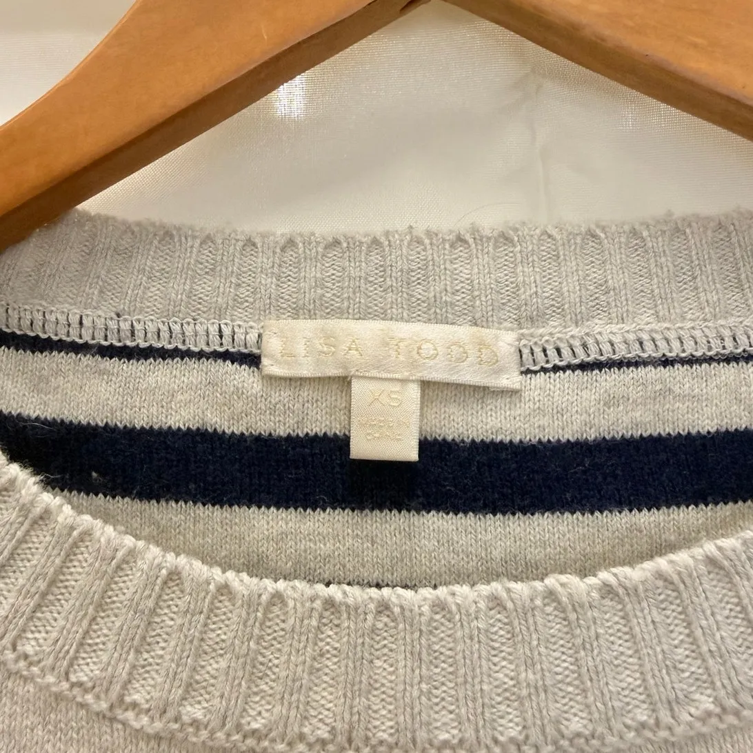 Lisa‎ Todd Cashmere Cotton Blend Heart Throb Gray Long Sleeve Sweater Fall Cozy Size XS - Image 4