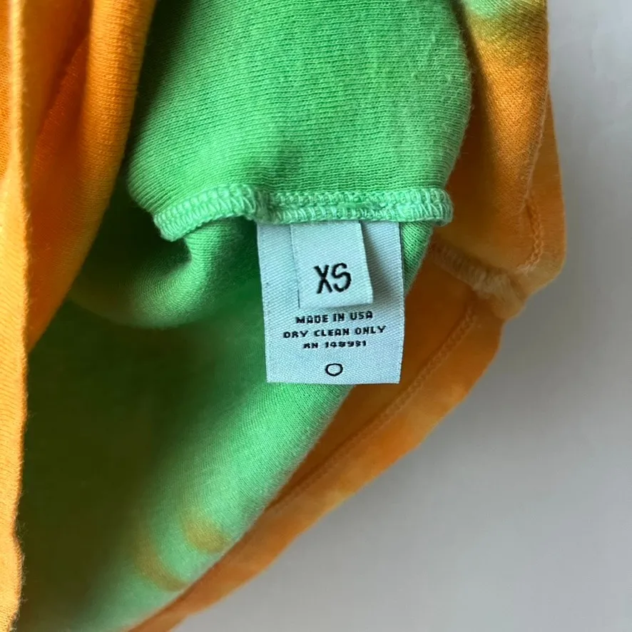 The Elder Statesman Tri Void Cashmere Blend Orange Green Yellow Tie Dye Shirt XS - Image 7
