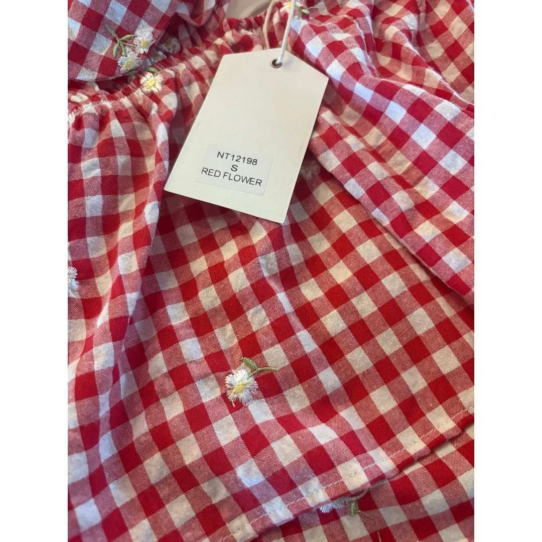 Red Gingham Top Sz small - Image 3