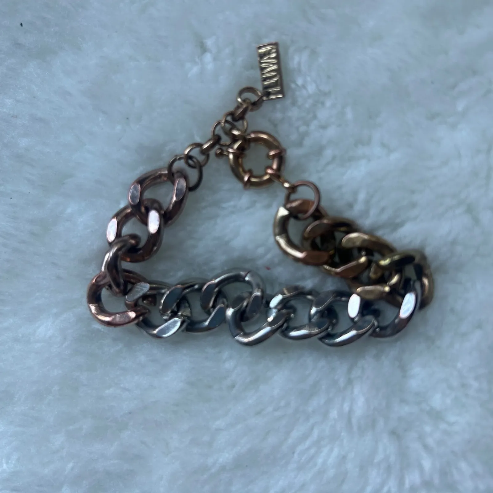 Luvalot  Chain Bracelet‎ Chunky Toggle Clasp Silver Gold Copper Tone - Image 3