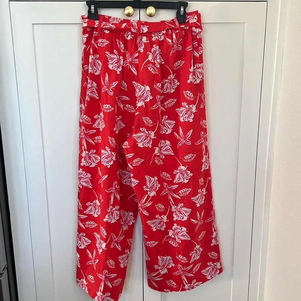 Maison d’Amelie Paris red linen blend paradise wide leg cropped pants size M Size M - Image 4