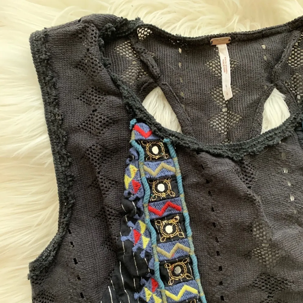 Free People BOHO Layered Beaded & Mirror Inset Dress Women Size 2 - Image 5