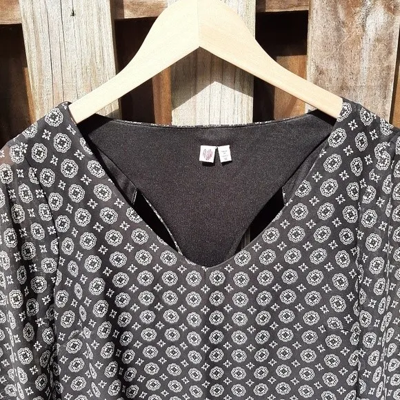 AUW Bohemian Tunic Lined Mini Dress Back Cut-out  Bell Sleeve Size M - Image 5