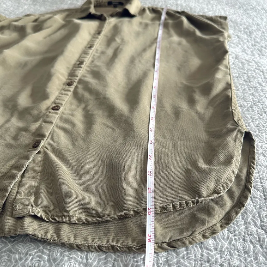 Quince Vintage Wash Tencel Camp Shirt Olive Green Size S - Image 10