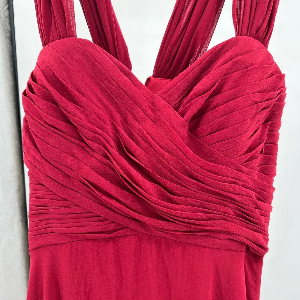 Oyisha floor length flowy gown dress 16 formal bridesmaid party dance dark red - Image 6