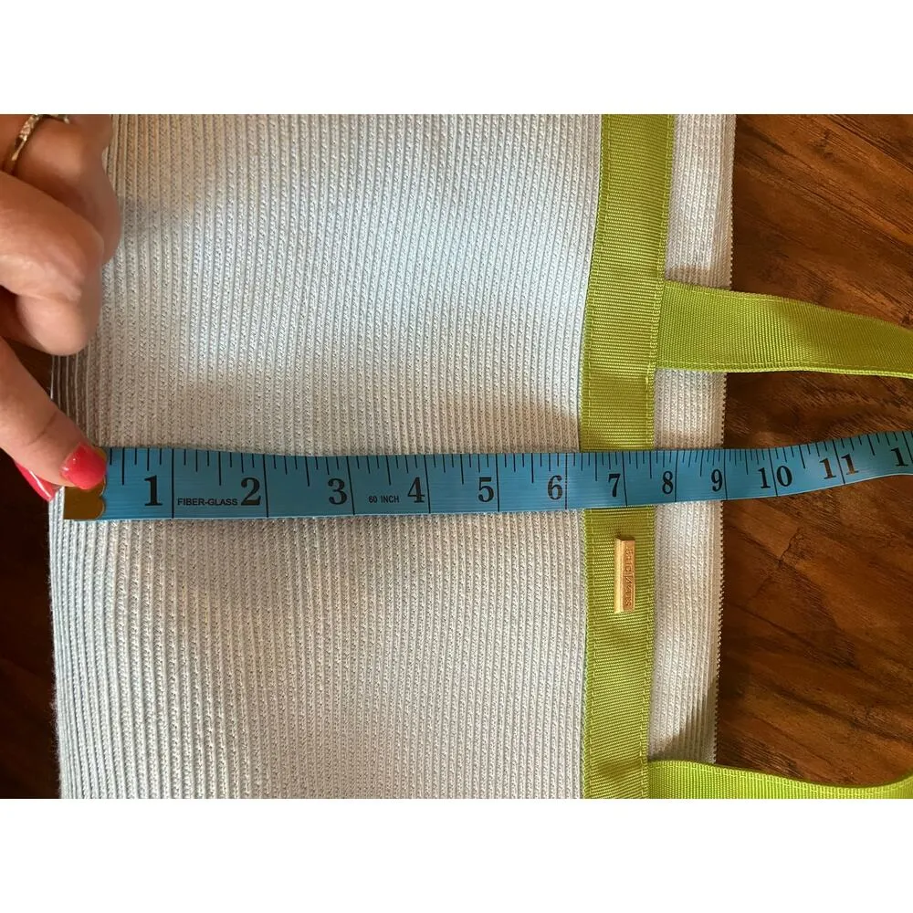 ERIC JAVITS Tote Bag Powder Blue Lime Green SPRING SUMMER PASTEL BOW - Image 9