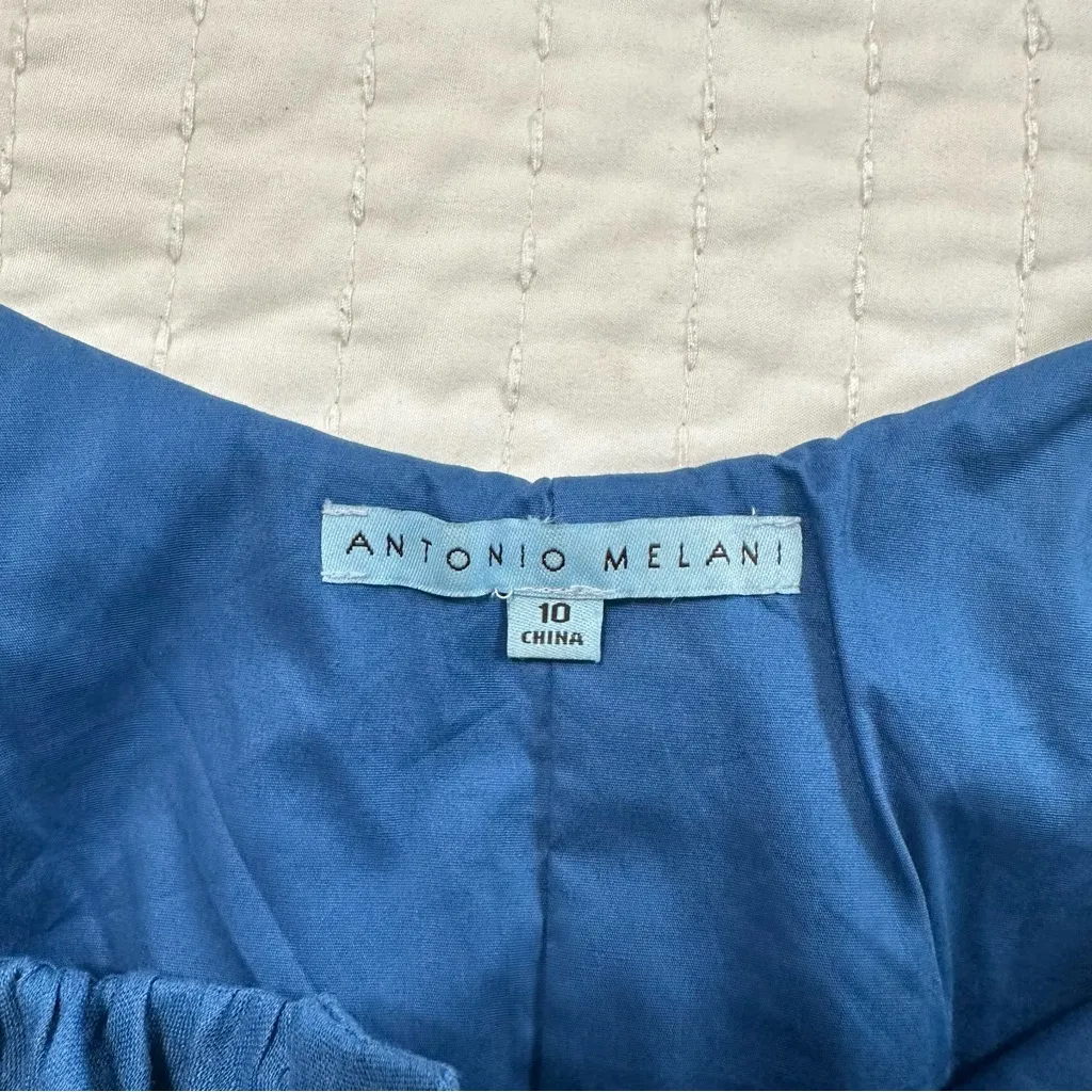 ANTONIO MELANI Ember Linen  Blue Button-Front Midi Dress - Image 11