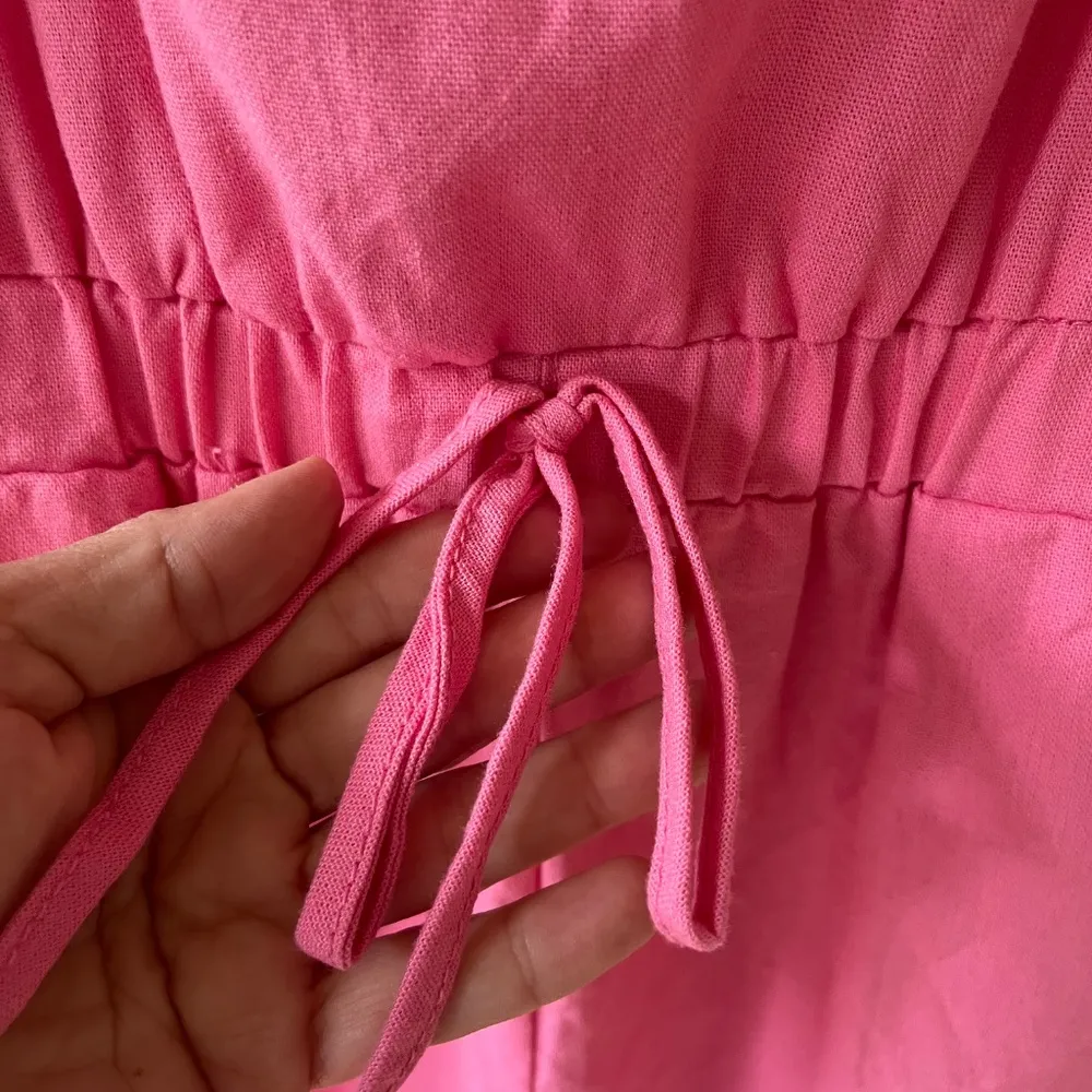 CiSono Pockets Spaghetti Straps Short Romper Drawstring Waist Pink Size L Size L - Image 6