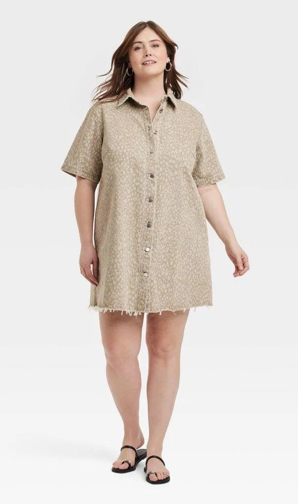 Universal Thread Light Gray Patterned Button Down Shirt - Image 4