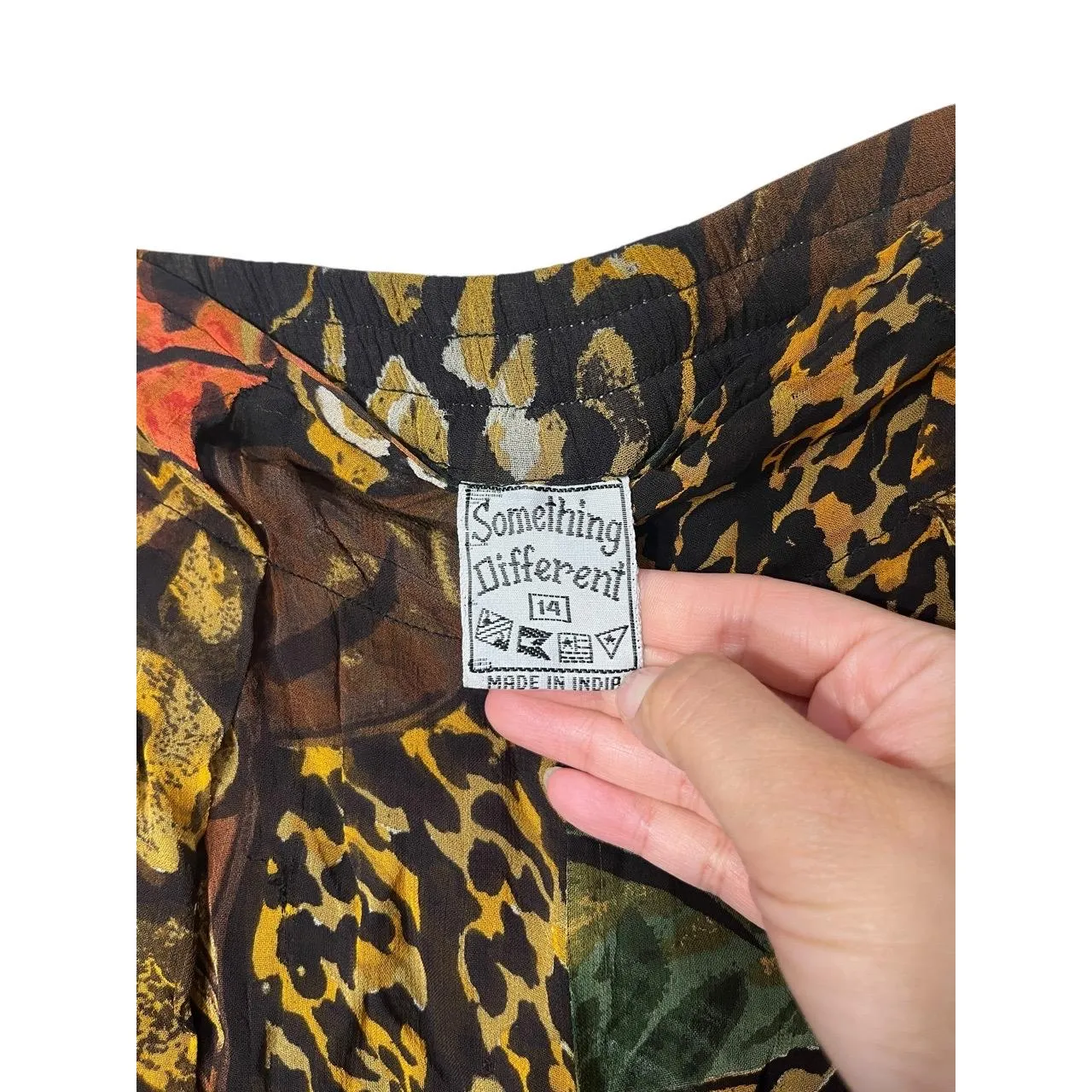 Vintage Something Different Multicolor Sheer‎ 2 Piece Blouse Pants Set 14 Brown - Image 13