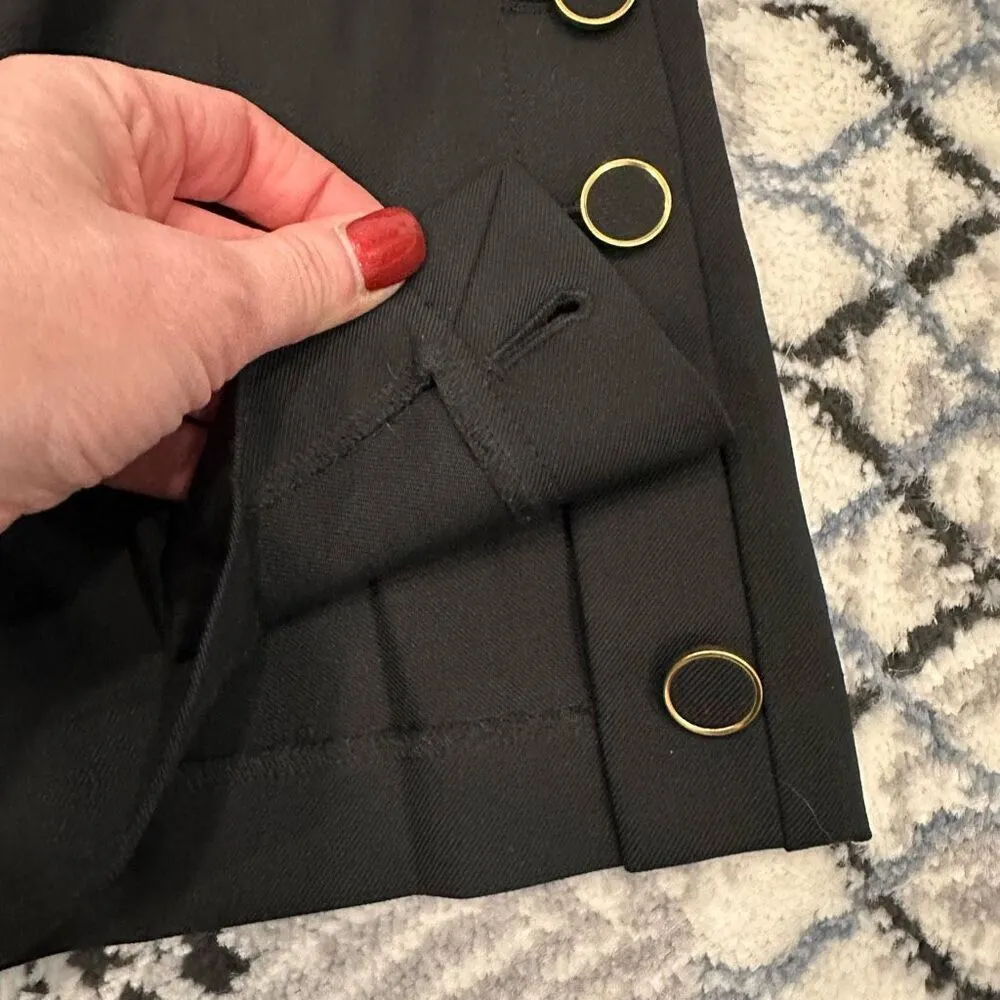 Club Monaco Linzee Wool Blend Black Mid Rise Trouser pants Size 2 Button Hem - Image 4