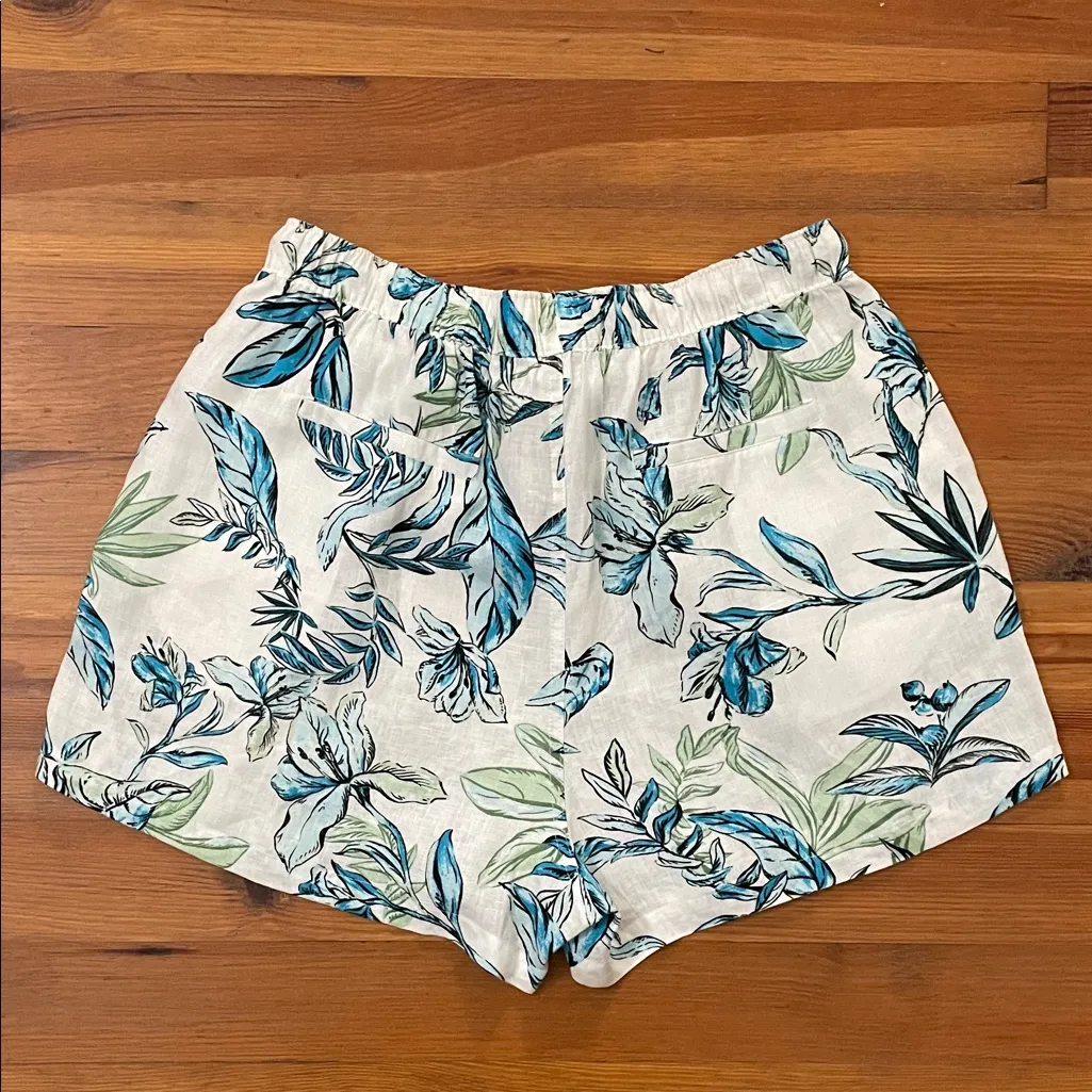 C&C California Blue Floral Linen Boxer Style Shorts Womens Size Large - Image 6