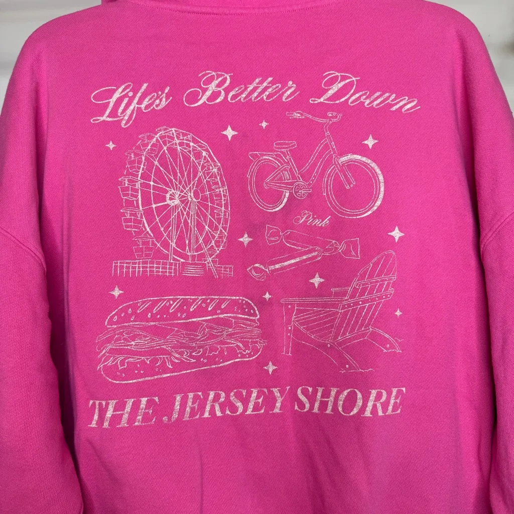 VS Pink Ivy Campus Fleece Full Zip Hoodie Jersey Shore Graphic size XL - Image 12