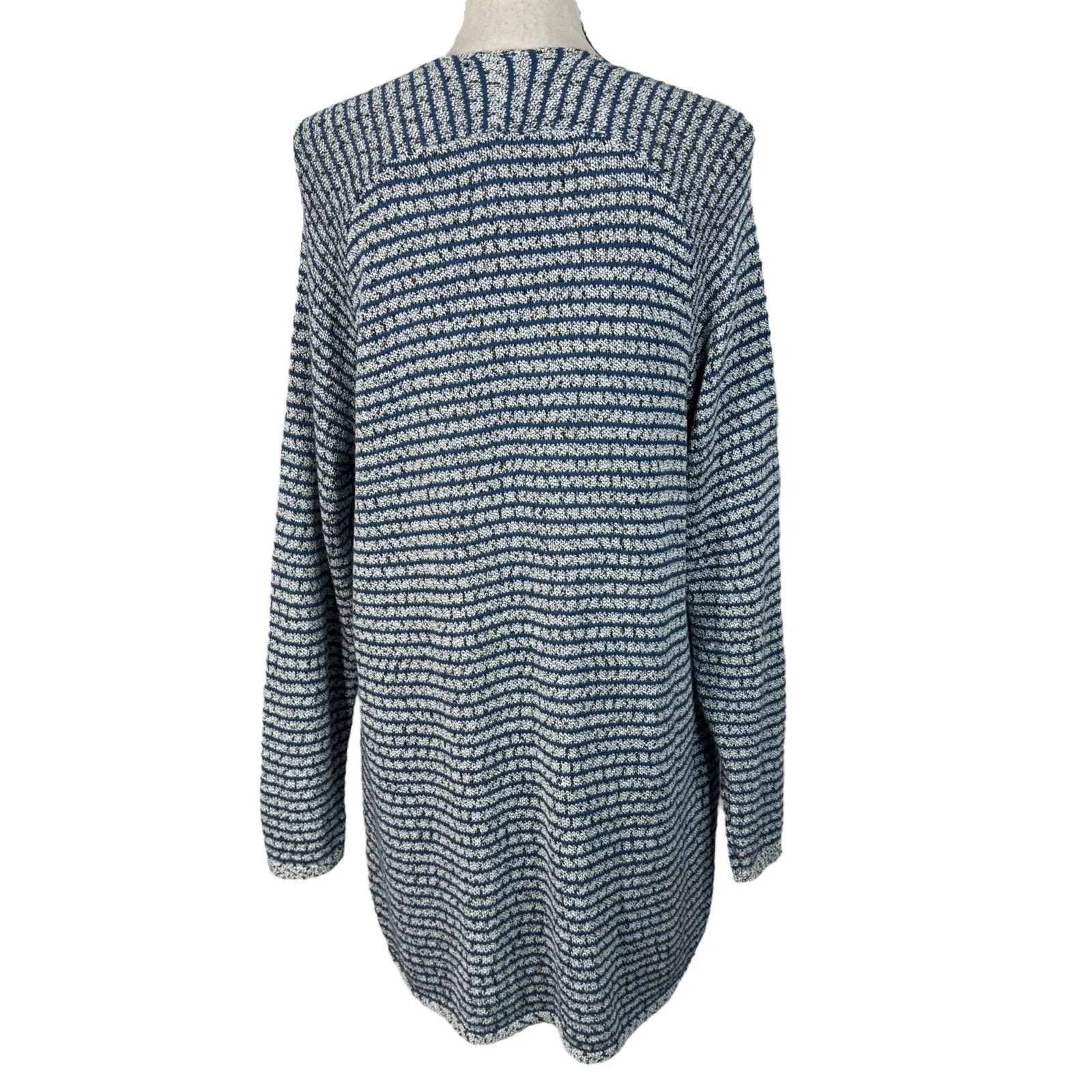 J Jill Large Cardigan Striped Long Sleeve Stretch V - Image 3