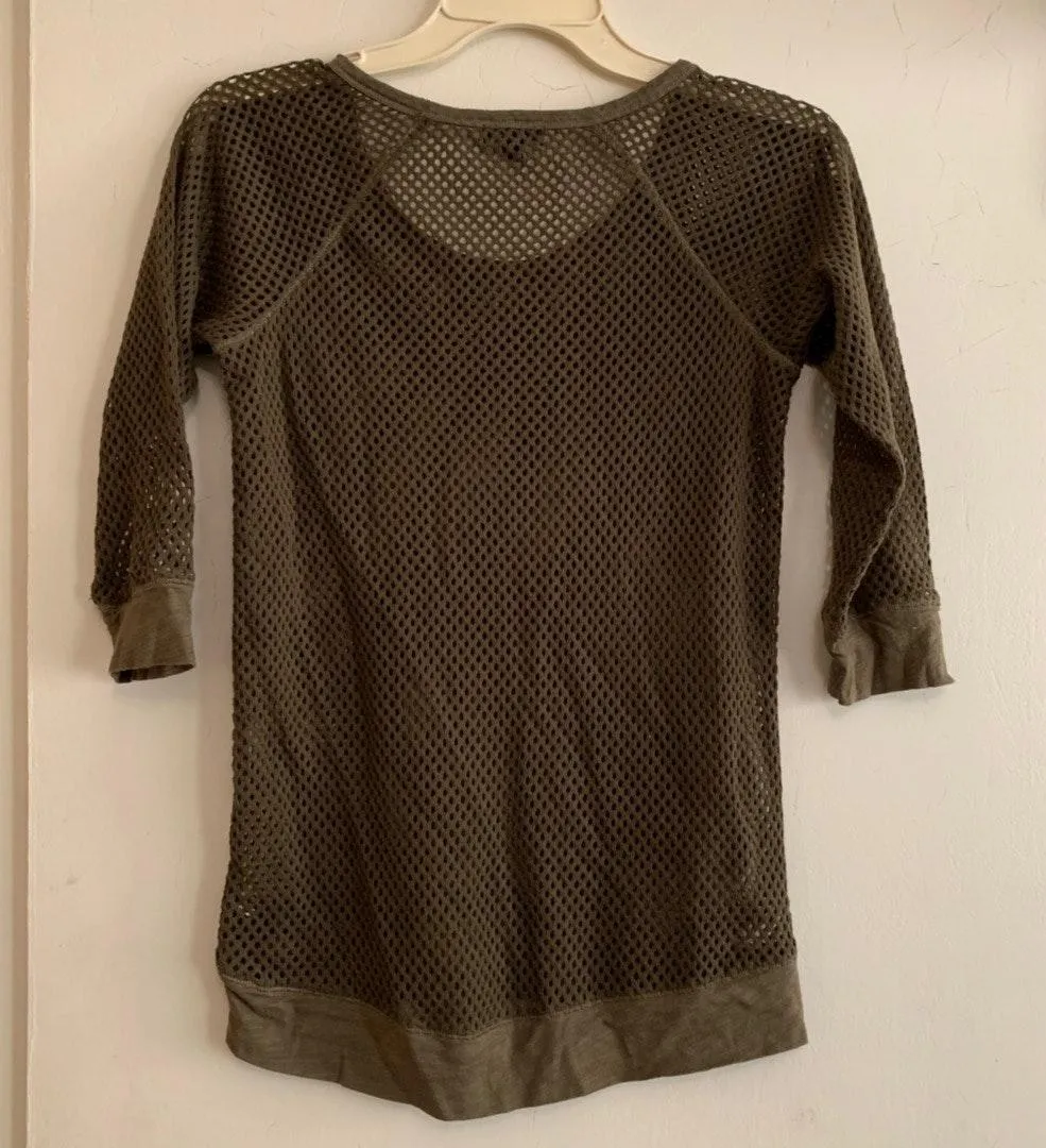 EXPRESS Olive Open Knit Netted Sweater - Image 7